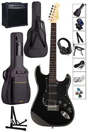 Midex RPH30-BAG-AMP Black Elektro Gitar Seti 20 WATT GAİN'Lİ Amfi Kulaklık Gigbag Full SET